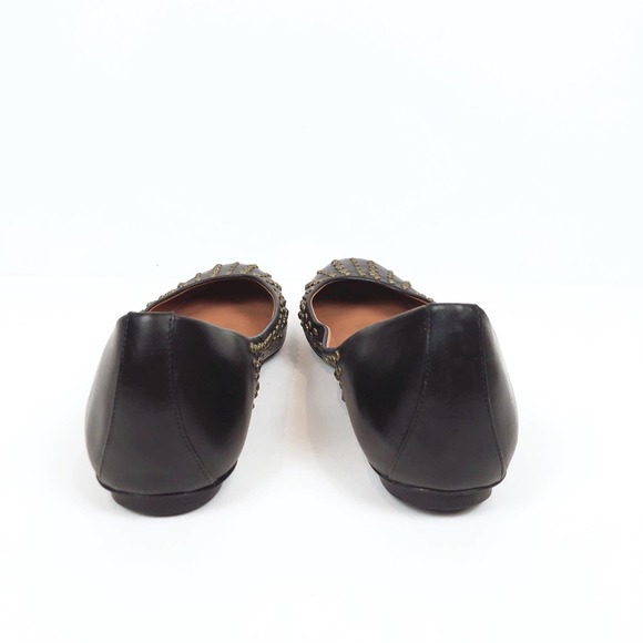 Sigerson Morrison Leather Brown Flats with Brass Studs - Picture 6 of 10